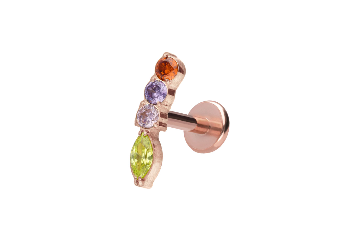 Titan Labret Piercing mit Push Fit BUNTER KRISTALLBOGEN